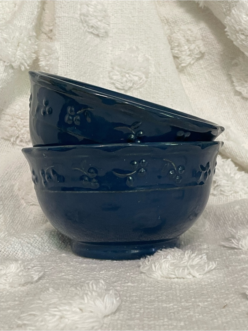 Vintage Bella Glazed Stoneware 5” Bowls by Debby‎ Segura Blue (2)